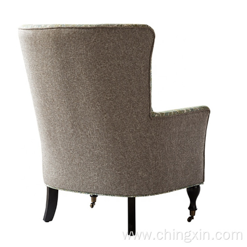 Flower Fabric Leisure Armed Accent Chair with Casters